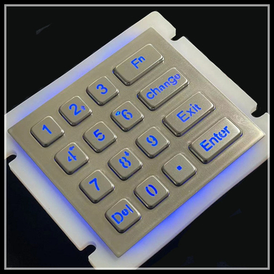 Luminous Access Control 304 Stainless Steel Keyboard Metal Waterproof 16 Key